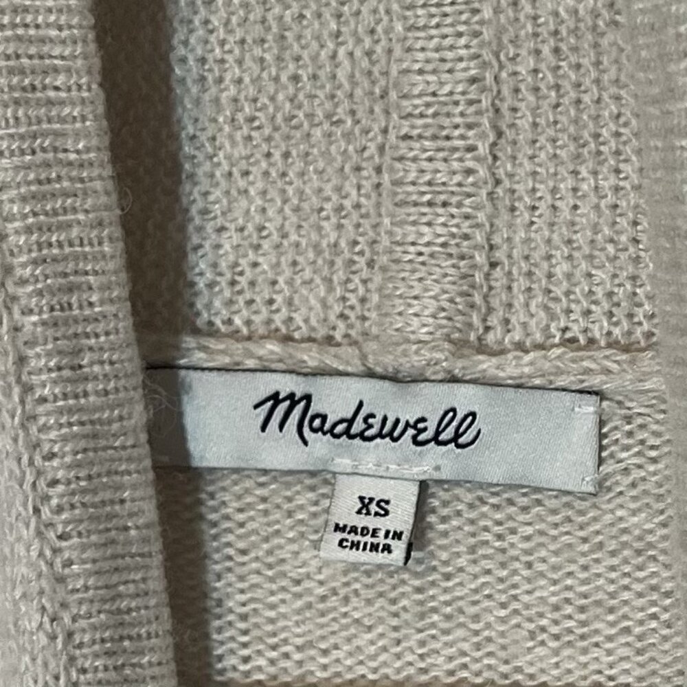 MADEWELL Women Merino Wool Alpaca Blend Knit Cardigan Open Front Beige XS Winter - Picture 3 of 11